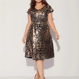Elegant Black and Gold Sequin Dress